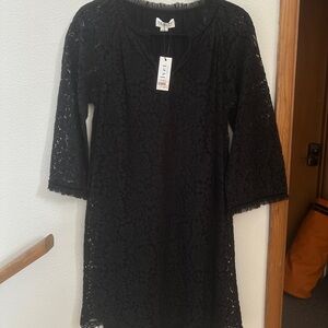 Velvet Black Lace Long Sleeve Dress
